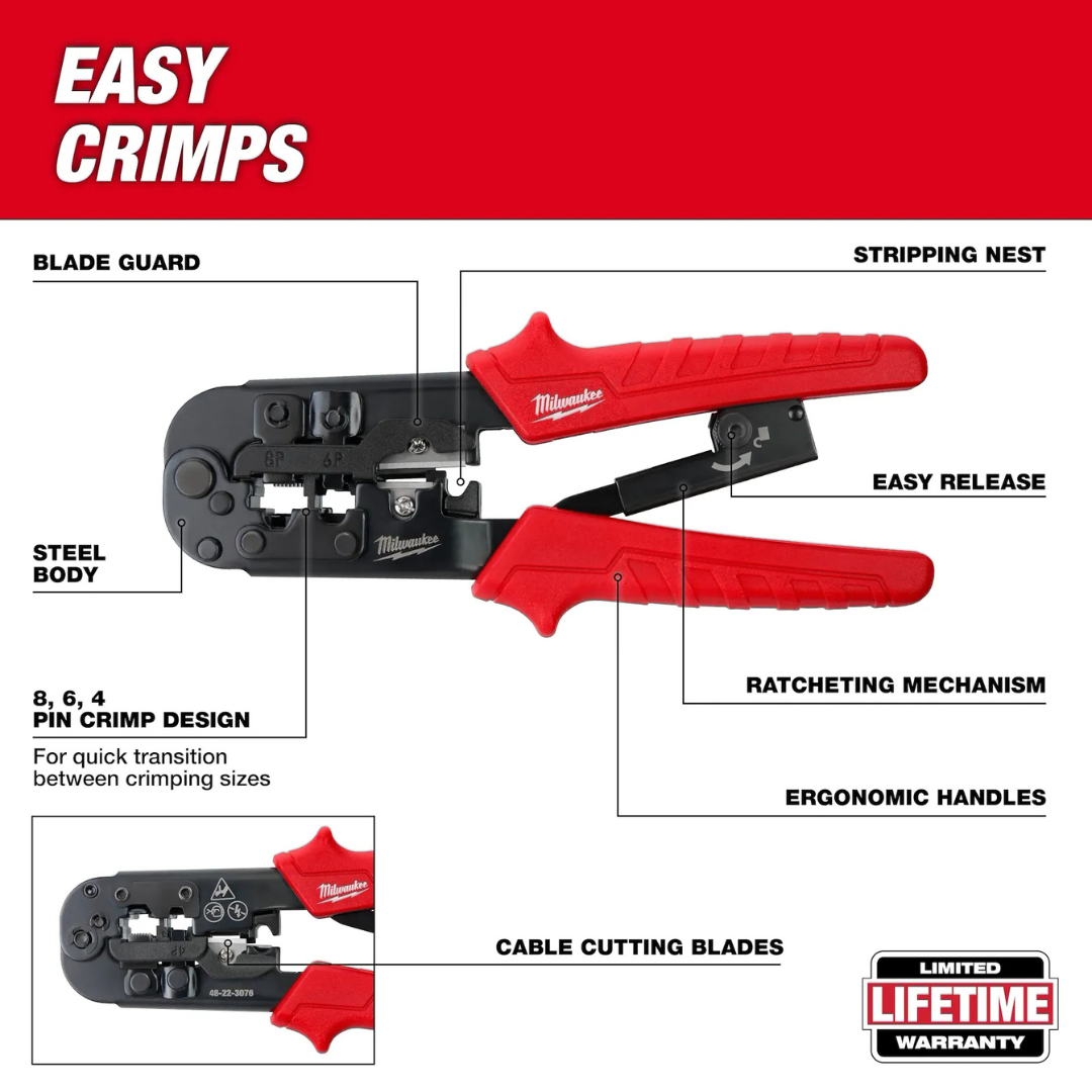 Milwaukee Ratcheting Modular Crimper & Stripper from Columbia Safety